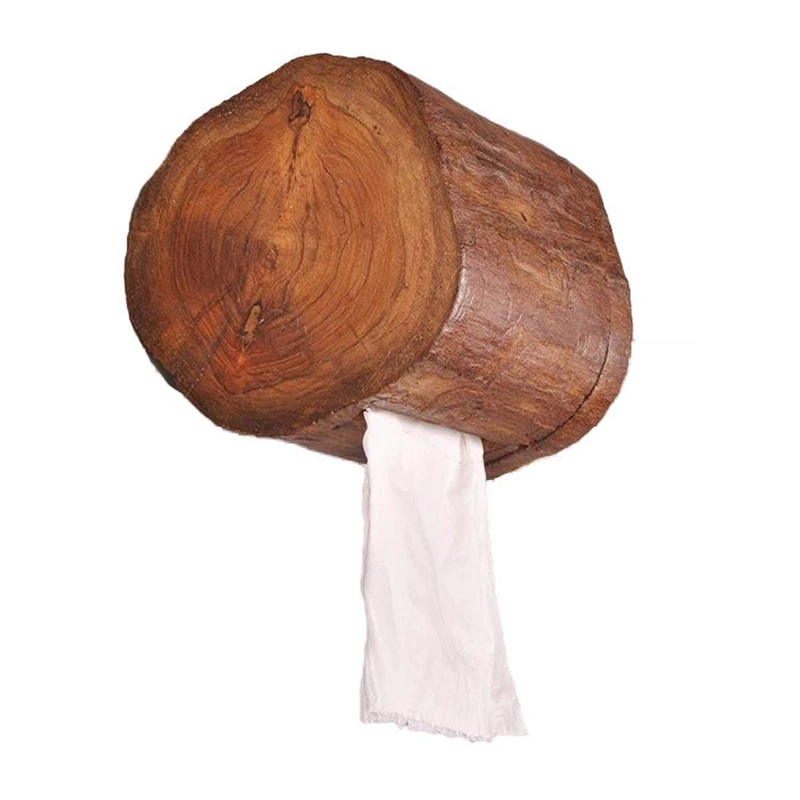 

Vintage Wooden Paper Tube Home Hotel Room Tissue Box Bathroom Roll Holder Bathroom Kitchen Paper Holder