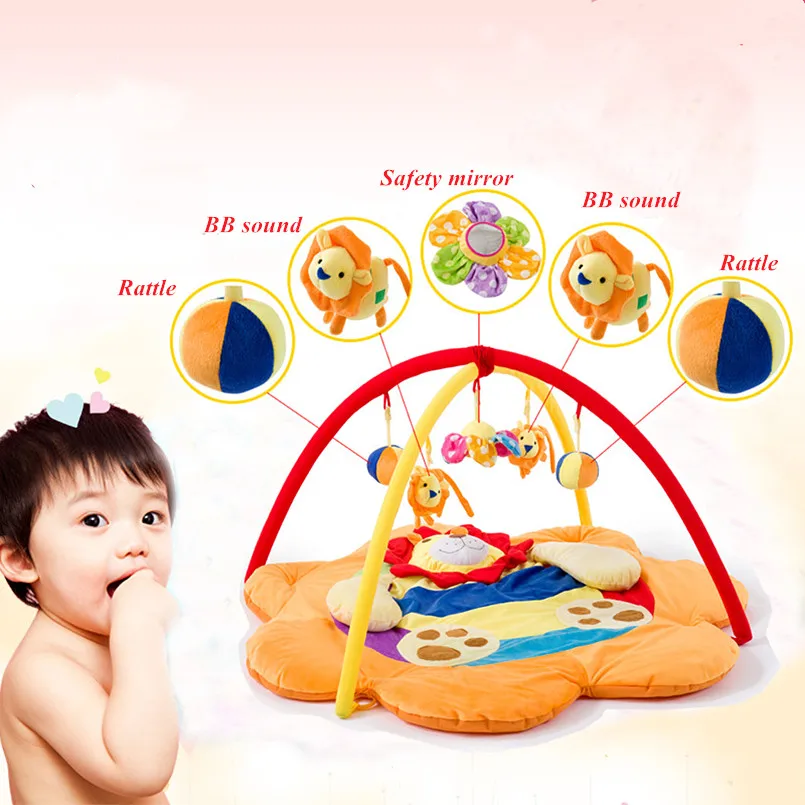 

Soft Baby Activity Mat with rack 90*90*50cm Cartoon lion Baby Gym Multifunction Kids Rug toddler playmat Educational Carpet toys