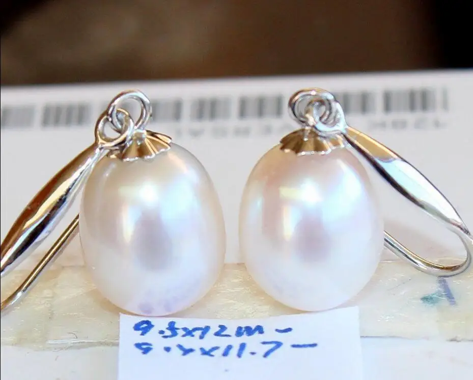 

free shipiing 100% Hot natural 11X12MM Australian AAA++ south seas white pearl earrings 925silver