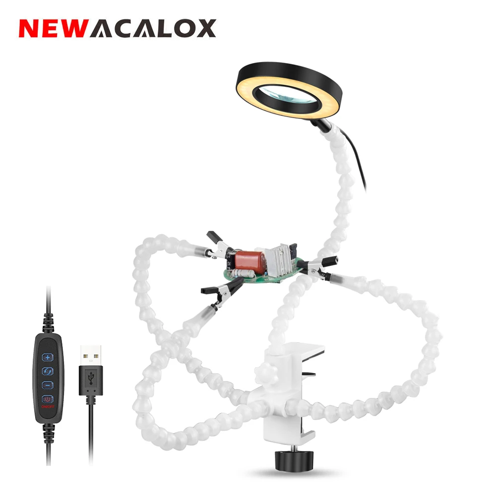 NEWACALOX ClampingTable паяльная третья рука держатель печатной платы 3X увеличительное