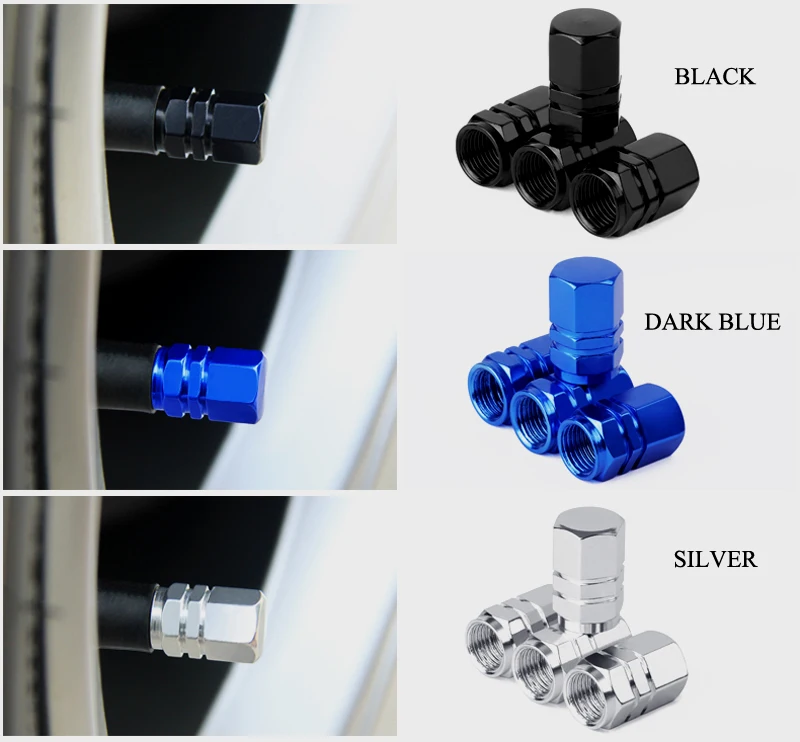 

40pcs/10sets Aluminium Alloy Tire Valve Stem Caps Hexagon Car Tyre Valve Covers for US Valves Car-styling Parts Accessories