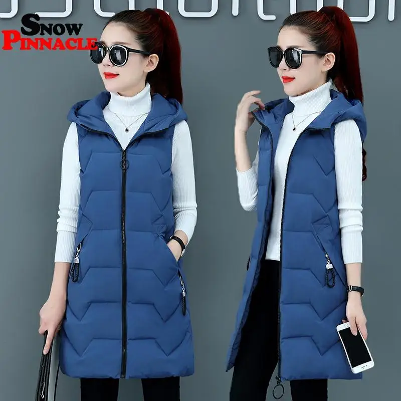 Женский Длинный жилет-10 дег повседневный плотный теплый осенний жилет без