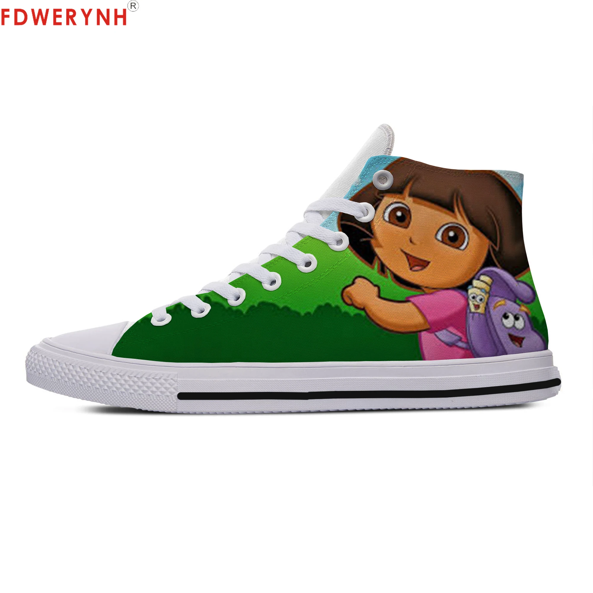 

Men Walking Shoes Man Shoes Cartoon The Explorer Dora Diy Individualization Canvas Leisure Breathable Walking Shoes Of White