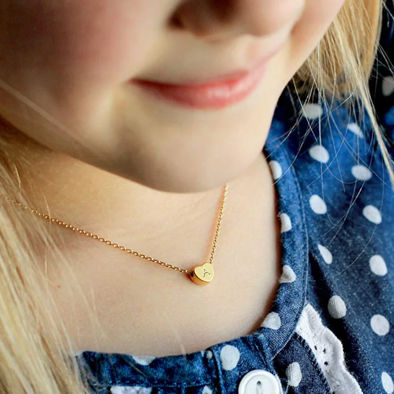 

Luokey Children Baby Heart Letter Necklace For Women A To Z Name Alphabet Initial Pendant Necklace Female Girl Jewelry Wholesale