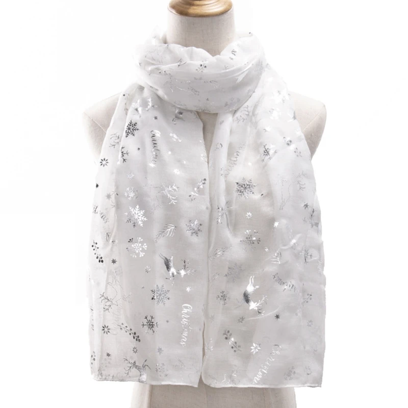 Женские Рождество длинный шарф из полиэстера с серебристыми блестками мерцание