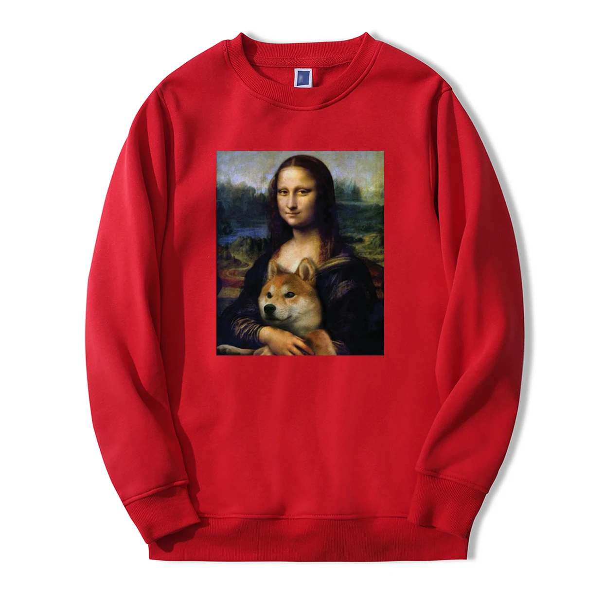 Осень-зима, мужские толстовки с капюшоном Mona Lisa shiba Inu Doge, спортивный костюм, модные мужские флисовые повседневные теплые толстовки в стиле хип-хоп с животными - Цвет: Red 6