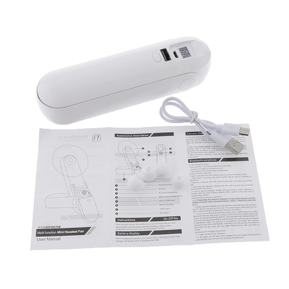 

HOT 5.0 Wireless Bluetooth 5.0 Earphone With Handheld Fan HD Noise Reduction Sport Headset With Digital Screen Waterproof