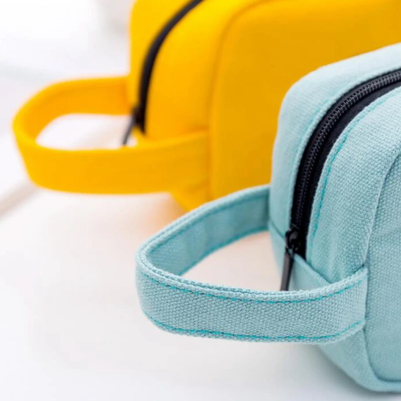 Однотонный пенал для девочек и мальчиков школьный милый брезентовый большая