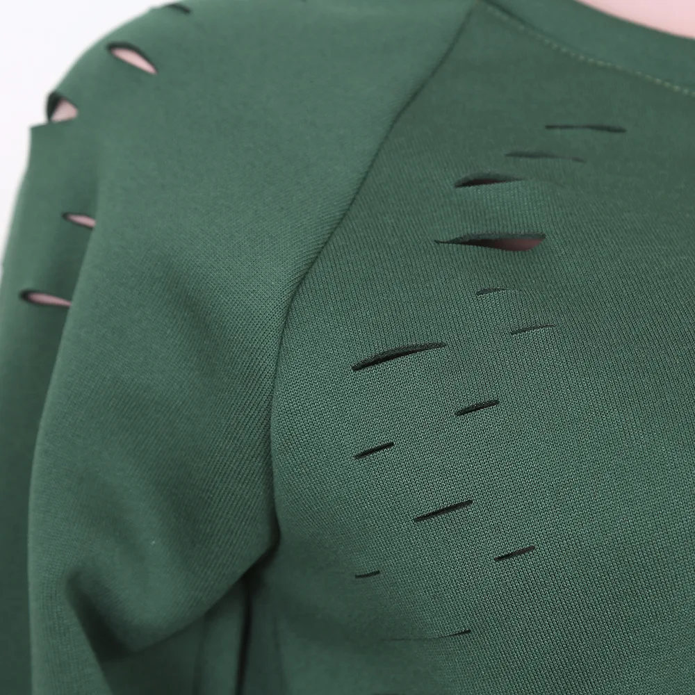 

2021 Woman Design Green Fashion Streetwear Sportswear Slits Seven-point Suit Sweatshirt Sweatpants 21pece Jogging Suit Sportwear