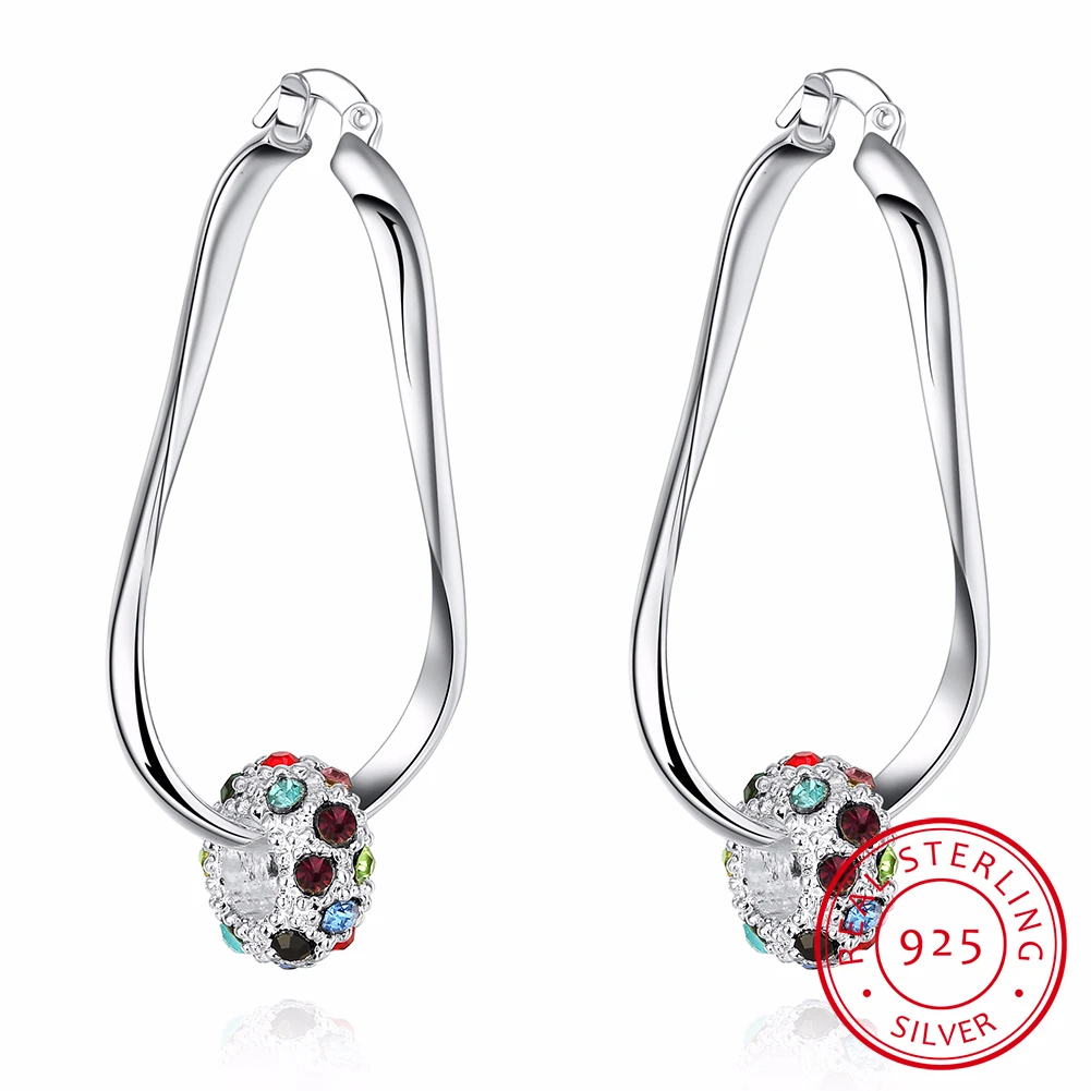 

Женские серьги-кольца с шариком, из серебра 925 пробы