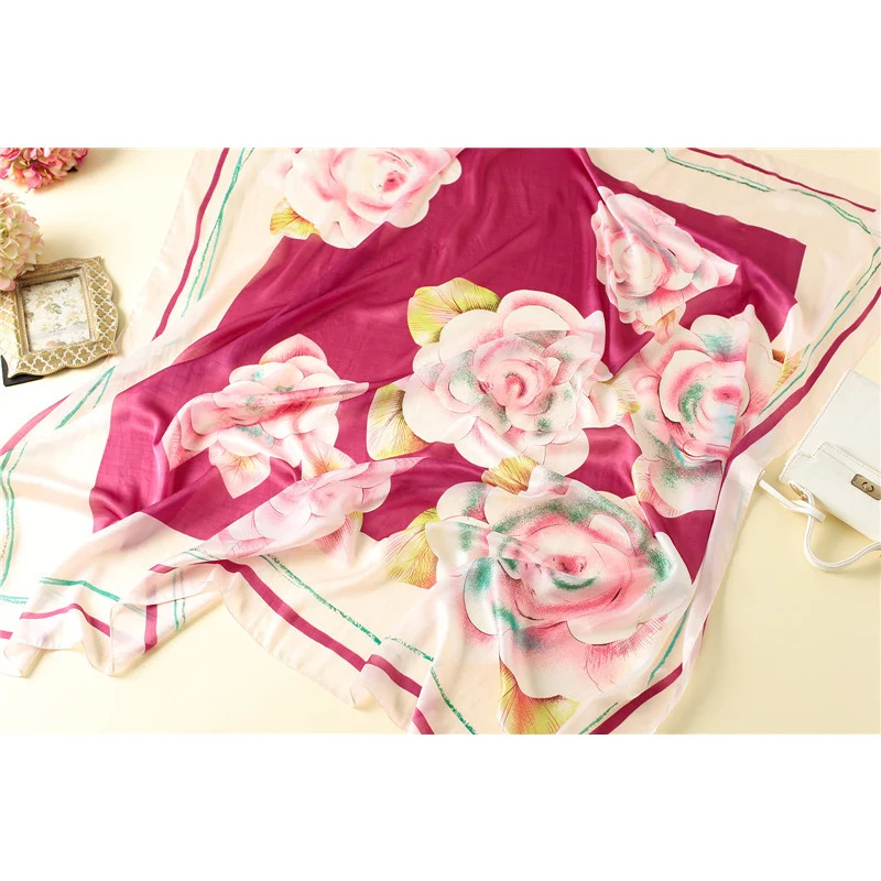 Visual Axles Plus Size Square Scarf Women Luxury Brand Foulard Pashmina Shawls Ladies Boho Rose Head Hijab New 2020 SFN275 |