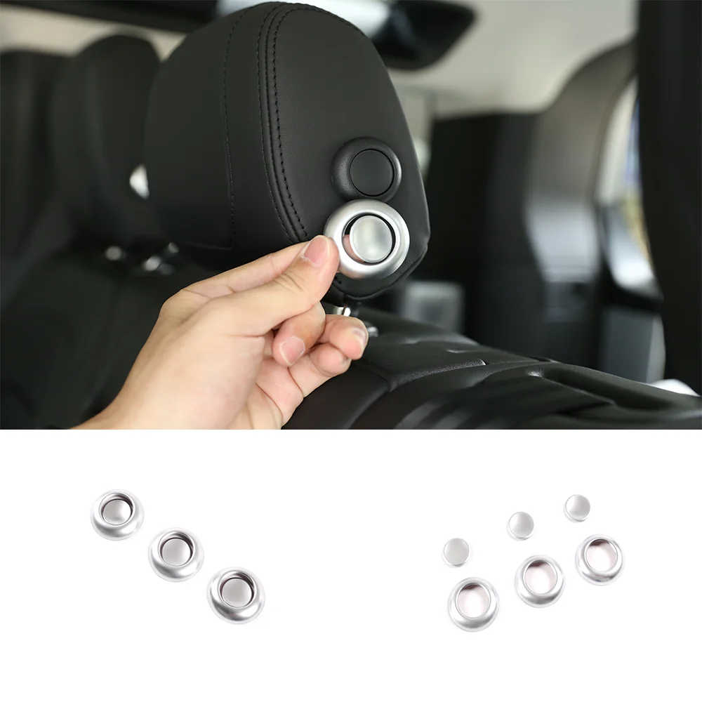 

For Land Rover Defender 110 130 2020-2021 6PS Carbon Fiber Style Car Headrest Button Ring Cover Trim Decals Stickers