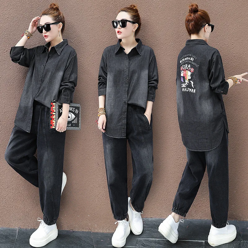 Женский джинсовый костюм Max LuLu повседневный комплект из двух предметов в