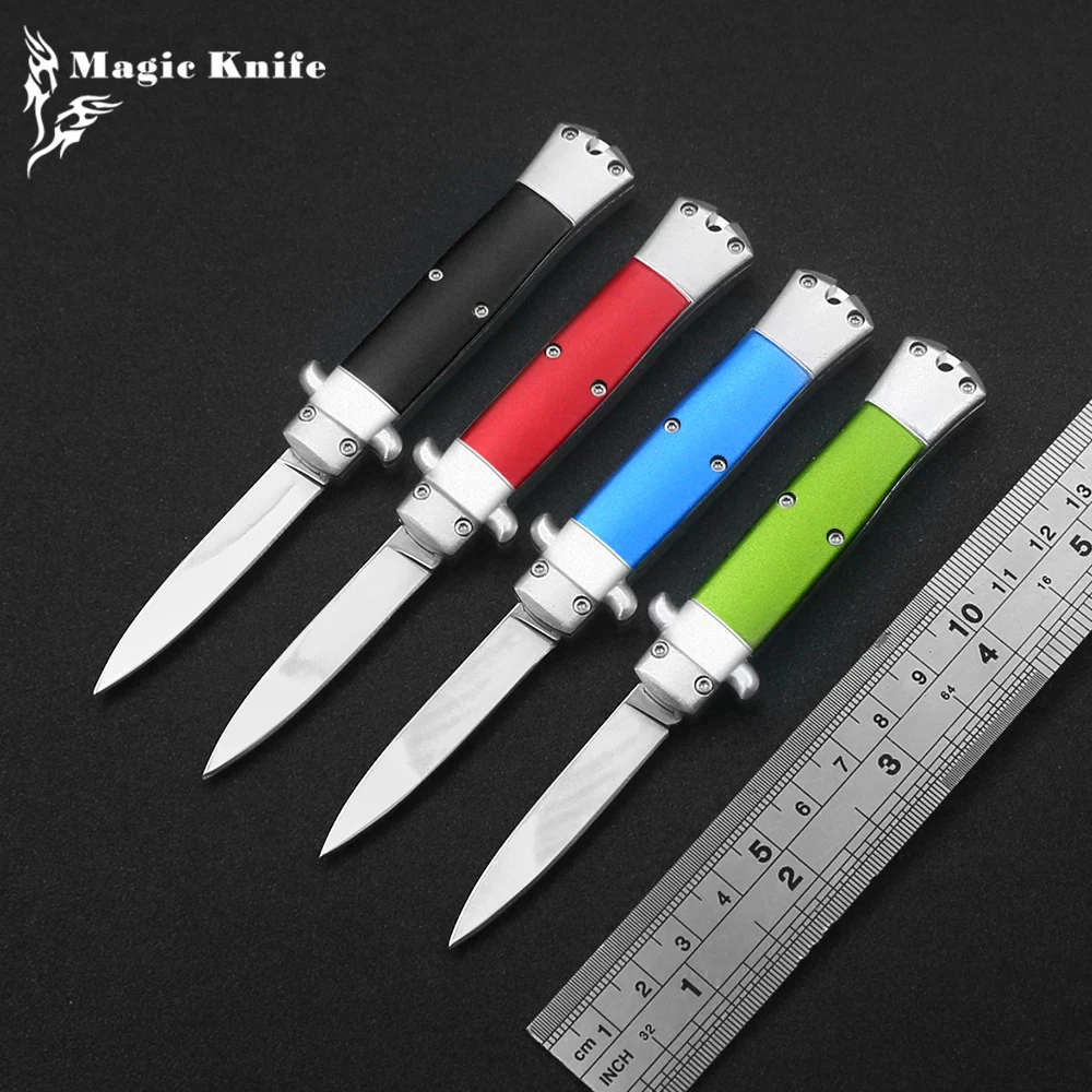 

Magic 4-Color Mini OTF Outdoor Hunting Survival Knife 440 Mirror Blade Two-Color Alumina Handle EDC Camping Adventure Tool