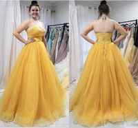 elegant simple cheap yellow sexy a line prom dresses sweetheart satin tiered tulle floor length evening gowns formal dress