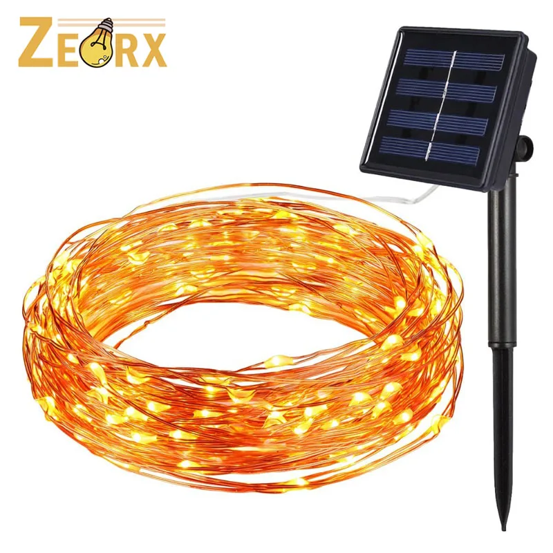 

10m/20m 100/200 LEDs Solar String Lights, Copper Wire Solar Fairy Lights 8 Modes Waterproof Outdoor String Lights for Home Decor