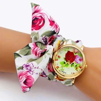 shsby 2018 new women watch luxury brand casual flower quartz clock for women floral cloth wrist watch reloj mujer drop shipping