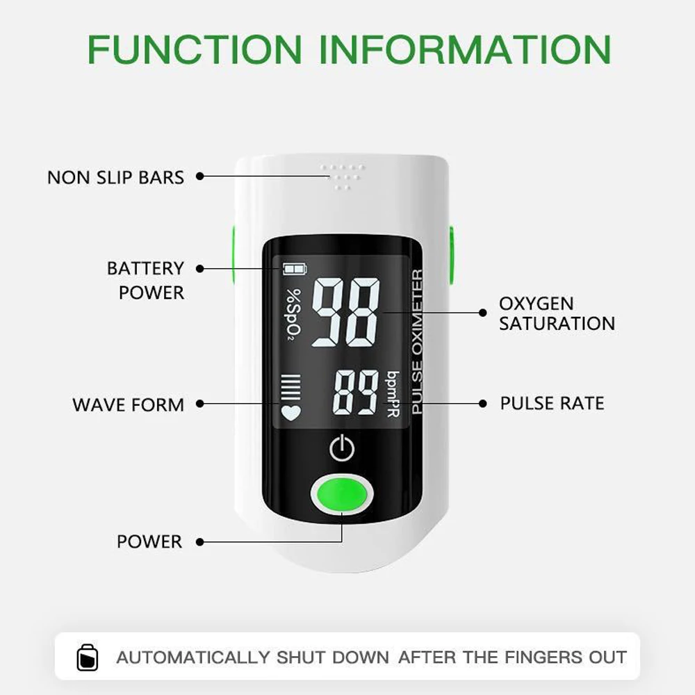 

Portable Fingertip Pulse Oximeter OLED Power Display Pulse Oximetro De Dedo Saturimetro Blood Oxygen Moniotr Adult Home Oxymetre
