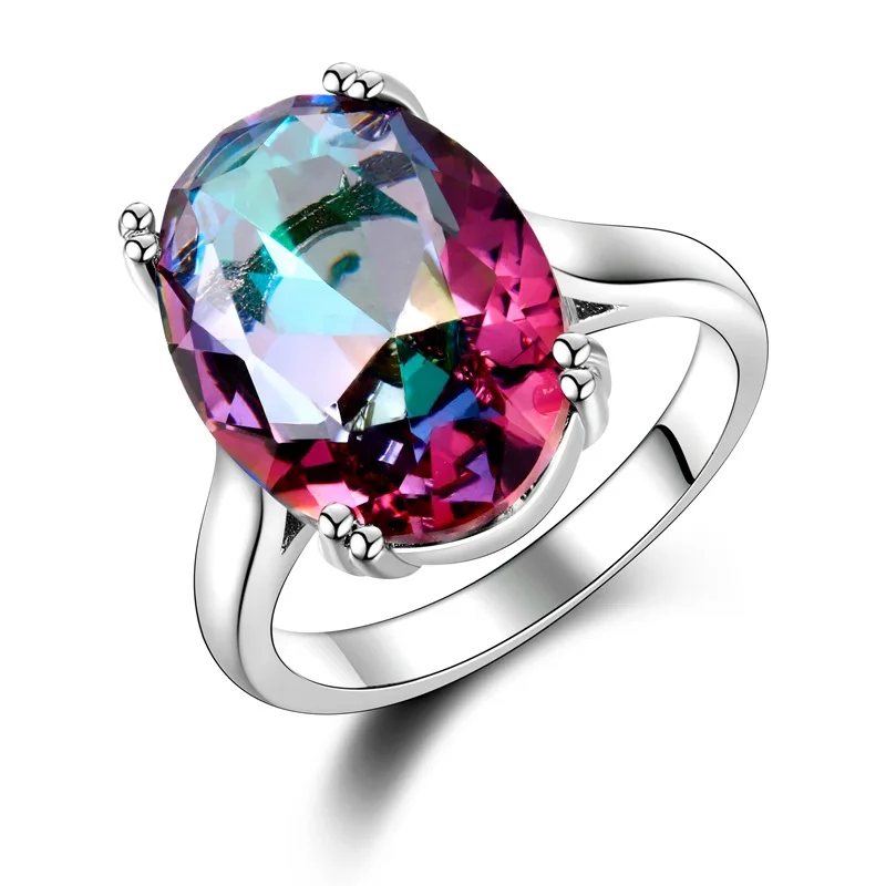 colours Bague Ringen, 6 цветов, овальное кольцо с камнями для женщин, классическое серебро 925, ювелирное изделие, рубиновый аметист, аквамарин, сапфир, топаз, циркон - Цвет камня: colours