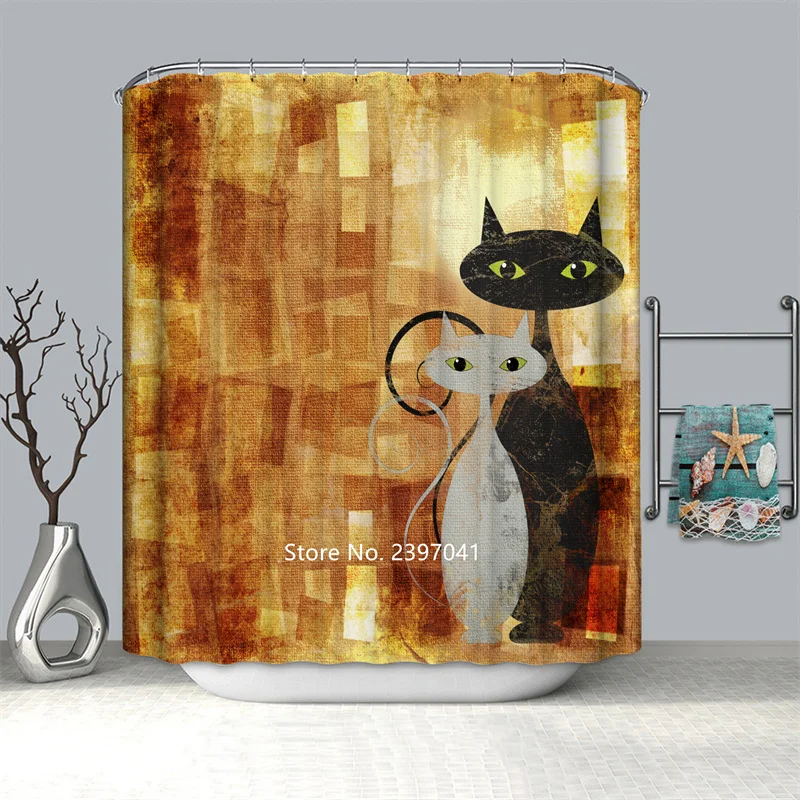 

Home Decor Beautiful Santa Claus Christmas Tree Scenery Shower Curtain Waterproof and Mildew Proof Belt Hook