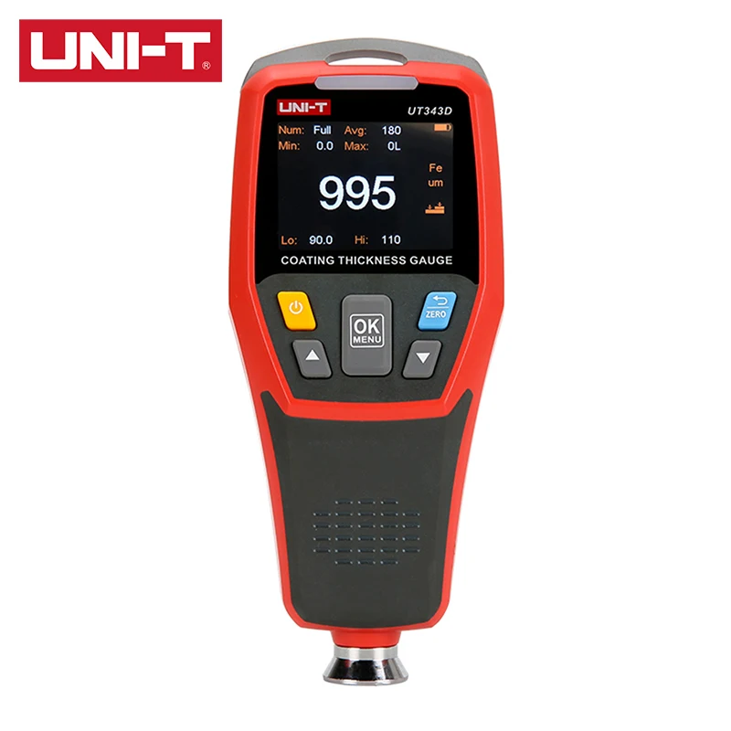 

UNI-T UT343D AUTO Metal Coating Thickness Gauge FE/NFE auto Recognition Single-point Multi-point Quick Judgment Prompt