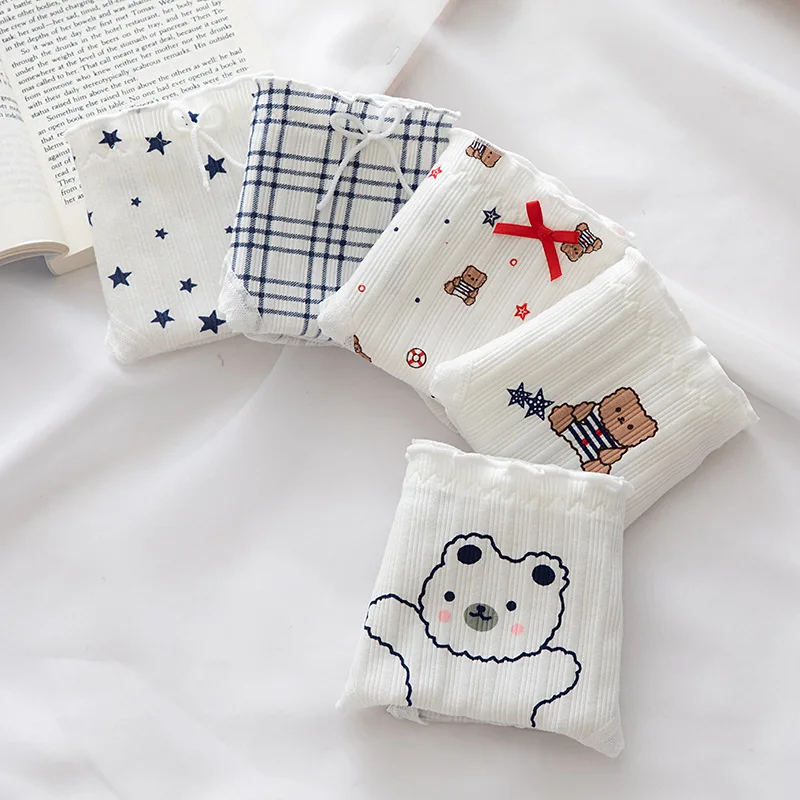 

Женские трусики из чистого хлопка, с бантом и кружевом