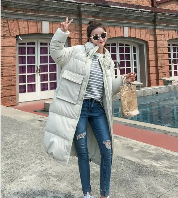 

Модная женская верхняя одежда, новинка 2022, Повседневная тонкая Длинная женская хлопковая облегающая парка с капюшоном, зимняя куртка, пальт...