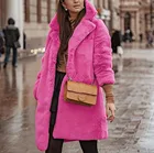 Модное зимнее длинное пальто для женщин, розовое зимнее пальто с мишкой из искусственного меха, куртки, теплый джемпер для дам, верхняя одежда 2019, Лидер продаж