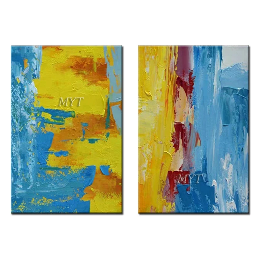 

New Design Abstract 2 Pieces Oil Painting 100% Hand Painted Acrylic Abstract Paintings Wall Canvas Art Home Decoration 2 Panels