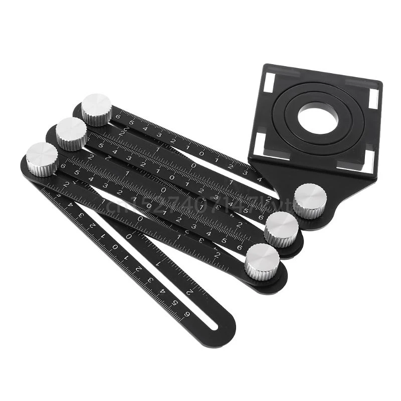 

6 Folding Ruler Tile Hole Positioning Multi Template Angle Rulers w/ Drill Guide for Puncher Carpentry