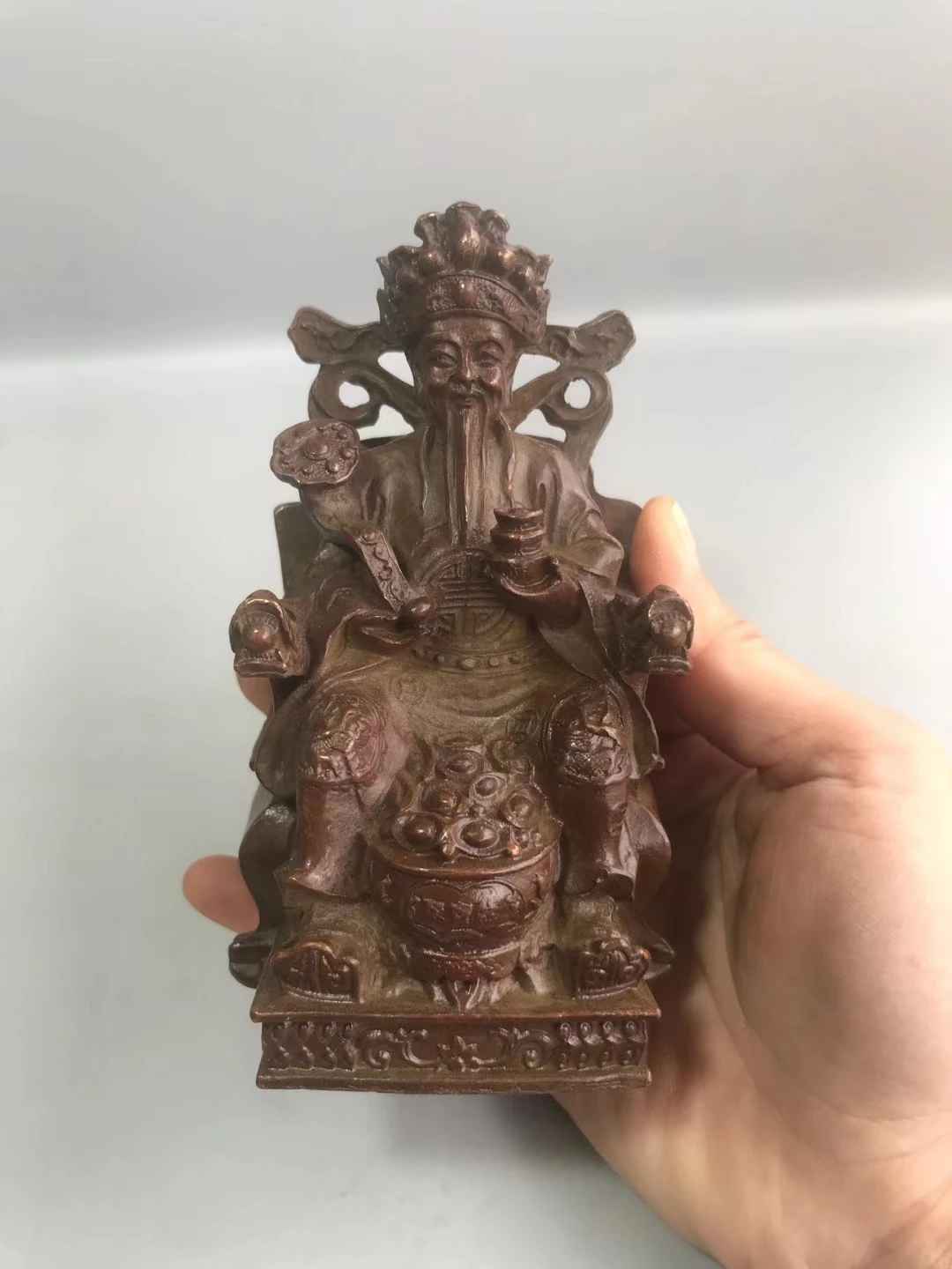 

Античная бронзовая медная статуя бога богатства, статуя Будды из чистой меди, буддизм, ремесло, украшение для дома, фэн-шуй, на удачу
