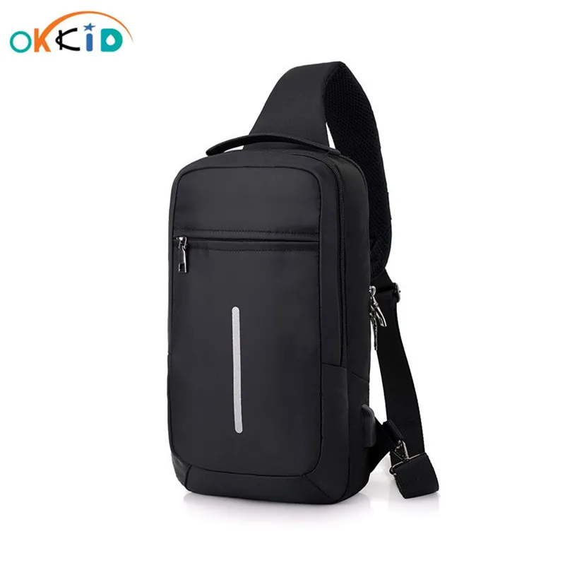 Маленькая Дорожная сумка слинг для мужчин нагрудная Сумочка с usb зарядкой