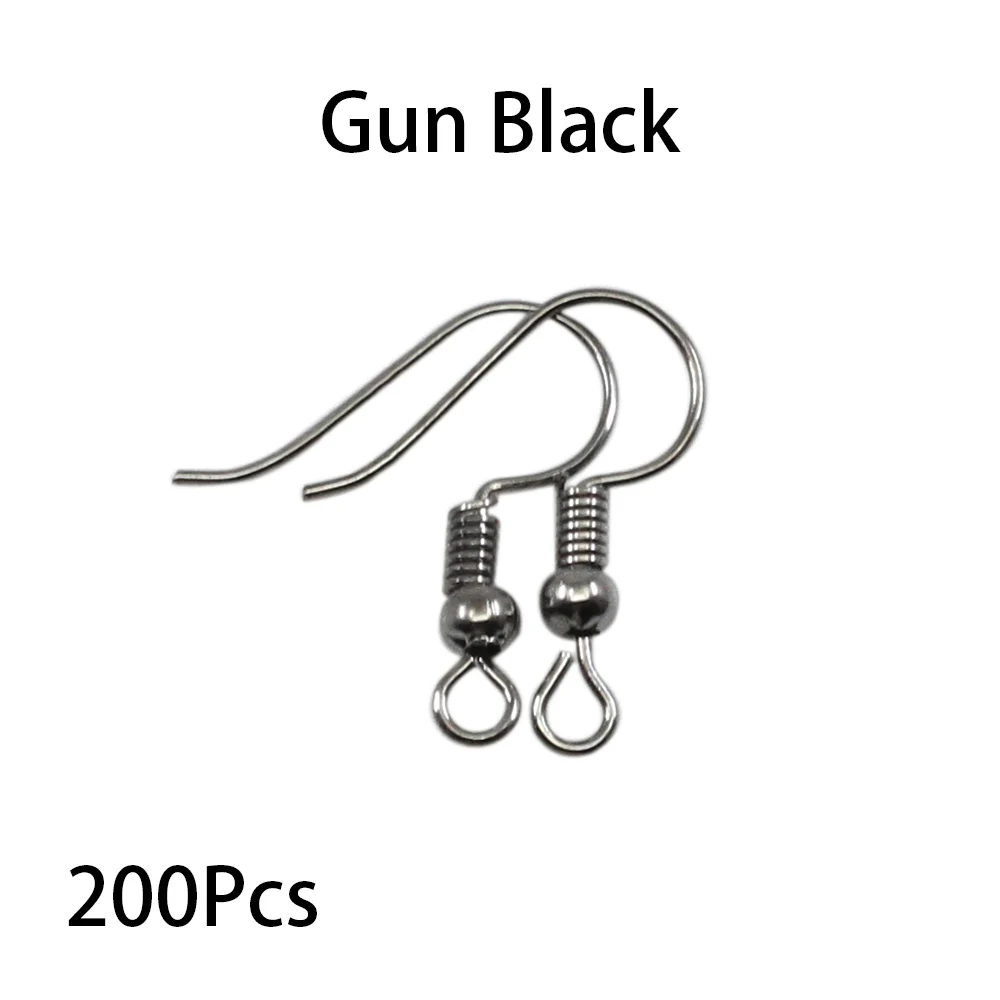 Gun Black 200 шт./лот, золотые, серебряные, сделай сам, серьги, застежки, крючки для сережек, аксессуары для изготовления ювелирных изделий, железный крючок, проволока для ушей - Цвет: Gun Black