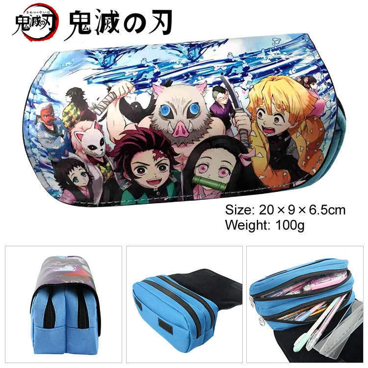 

Anime Demon Slayer Kamado Tanjirou Cartoon print pencil case teenage storage bag kids pu large capacity school stationery