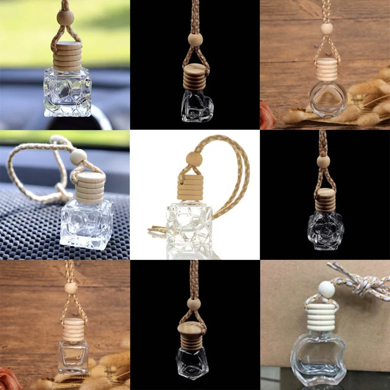 Empty Glass Bottle for Essential Oils Diffuser Rearview Mirror Ornament Car Hanging Perfume Fragrance Air Freshener Car-Styling | Дом и сад