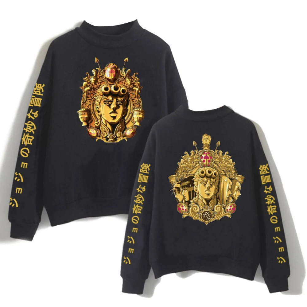 

Winter Anime Hoodie Jojo Bizarre Adventure O-neck Long Sleeves Warm Streetwear Double Side
