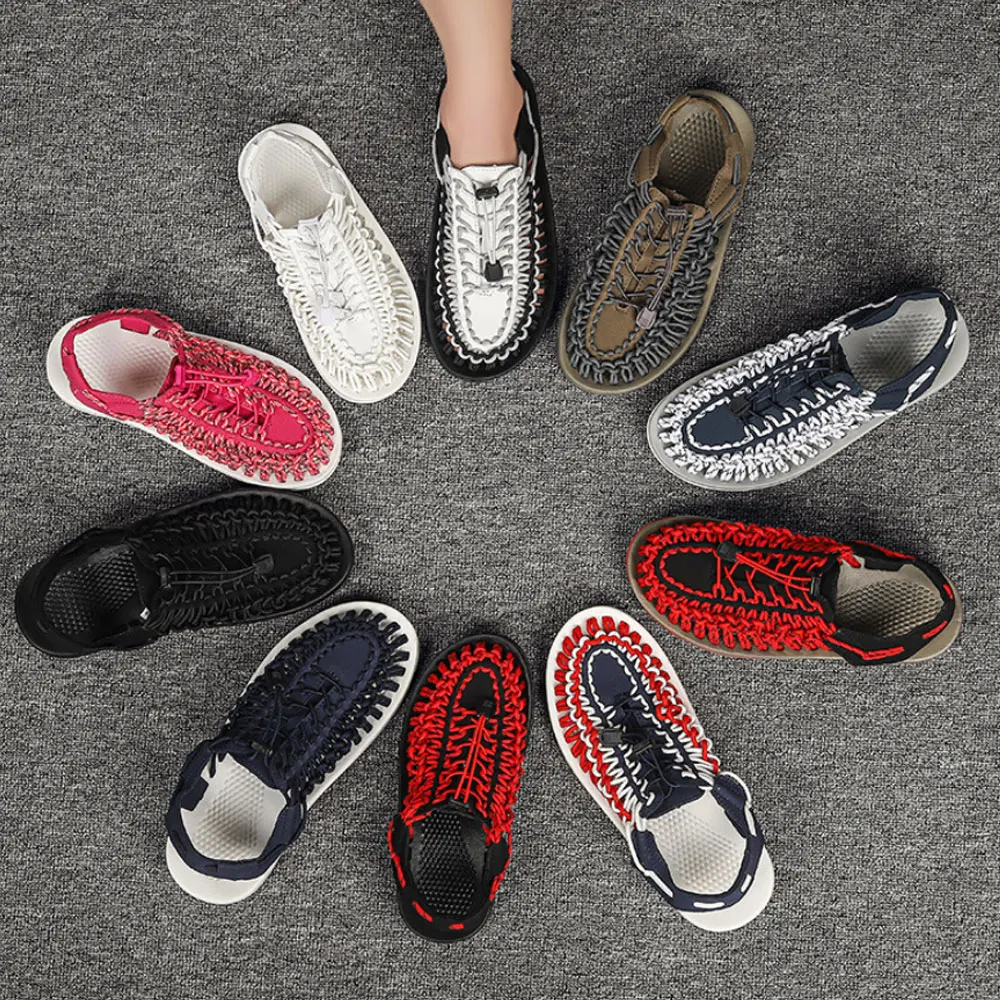 

Men Sandals Fashion Woven Roman Lace Up Beach Sandals Summer Casual Breathable Outdoor Walking Men's Shoes Plus Size Hombre
