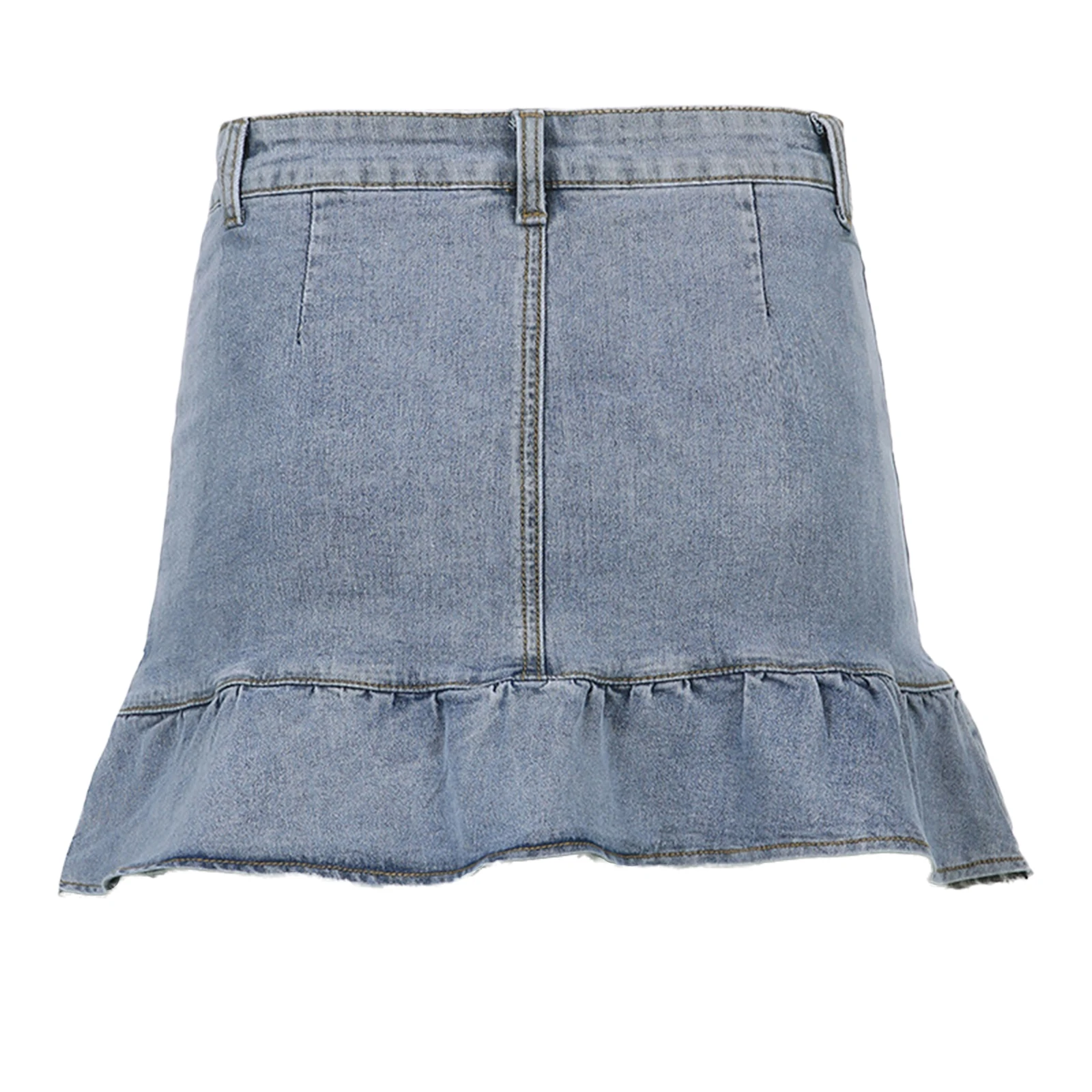 

Women Denim Skirts High Waisted Fashion Pleated Short Skirt Sexy Rave Party Club Streetwear Ruffles Skirt Harajuku
