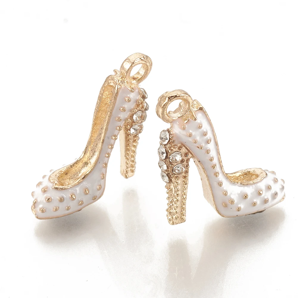

10Pcs Alloy Enamel High Heel Shoes Charms Pendants With Rhinestone for Earrings Necklace Keychain Jewelry Making Accessories