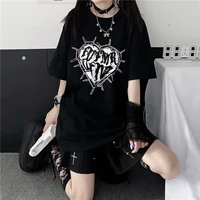 heart graphics printing womens y2k t shirts summe harajuku tops korean style punk streetwear 90s aesthetics vintage gothic tees