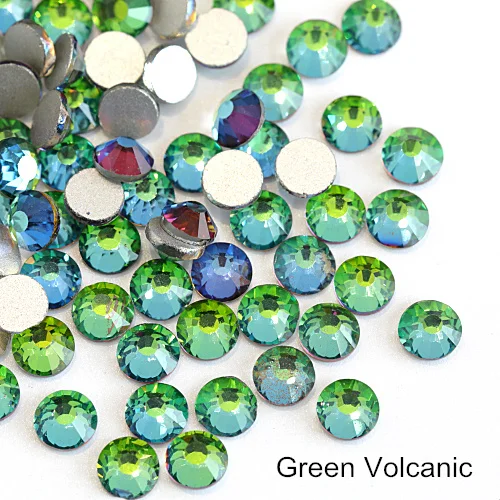 Green Volcanic 1000 шт блестящие стразы, стеклянные стразы без горячей фиксации, стразы с плоским основанием, стразы без горячей фиксации, украшения для ногтей Y2802 - Цвет: Green Volcanic