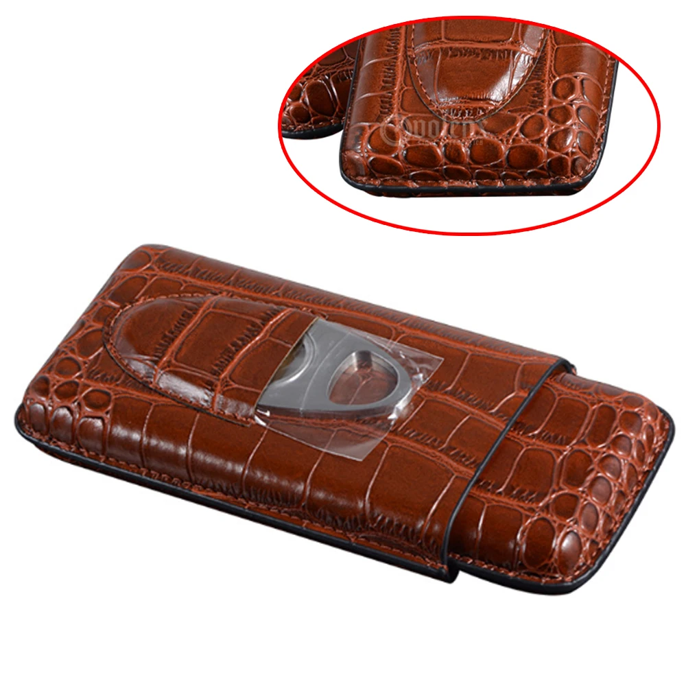 

5Pcs/lot Leather Cigar Case 3 Tube Travel Humidor With Cutter Tobacco Herb Smoke Cigar Box Cigarette Smoking Accessories
