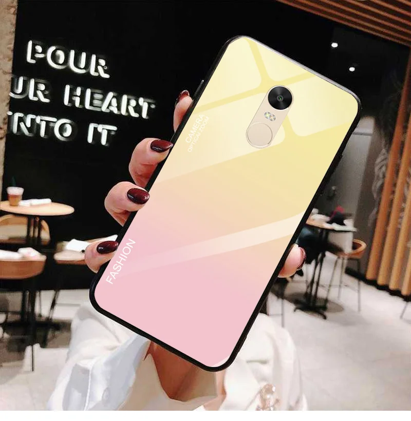 Градиентный телефонный чехол для Redmi Note 4x закаленное Стекло чехол для Xiaomi Redmi Note 4 глобальная версия защищают заднюю крышку Чехлы-бамперы