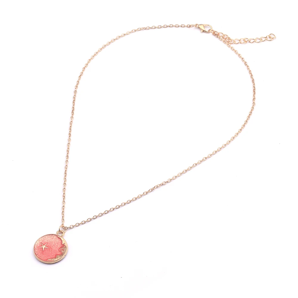 Цепочка Женская эмалированная с подвесками в виде месяца и звезд|Колье| |