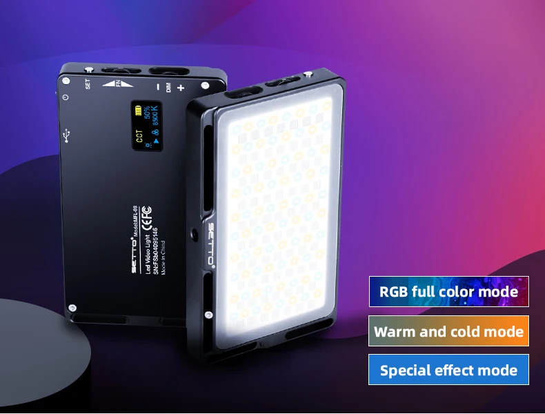 SETTO цветной RGB светодиодный светильник для видеосъемки с регулируемой яркостью и полноцветным режимом съемки студийный Vlog светильник для фотосъемки ing Pocketlite для DSLR камеры