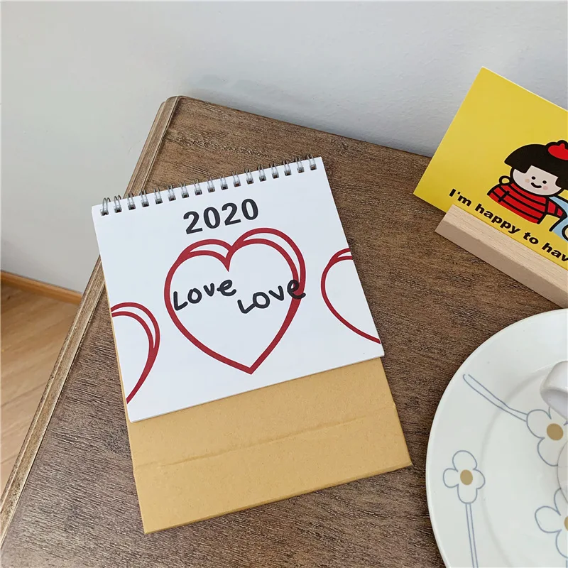 

1 PC Ins Homemade Double Lovely 2020 Desk Calendar Simple Calendar Girl Student Desktop Decoration