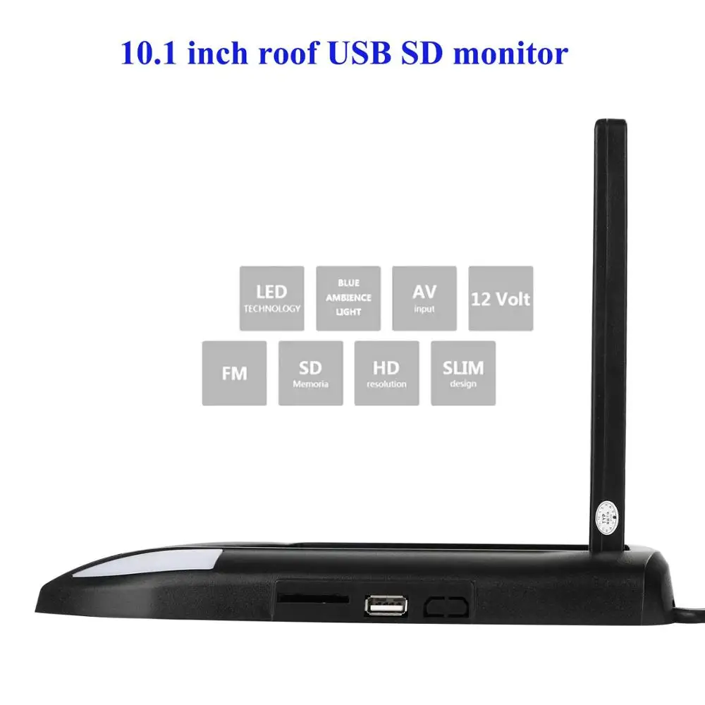 10 inch black 10,1/12,1 дюймов откидной монитор 1080P HD плеер FM ультра тонкий автомобильный dvd-плеер 2-Way видео вход автомобильный на крыше TFT lcd монитор - Цвет: 10 inch black
