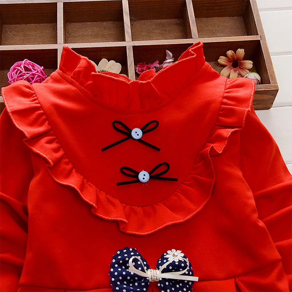 Однотонное платье принцессы с длинными рукавами для девочек маленькие и средние