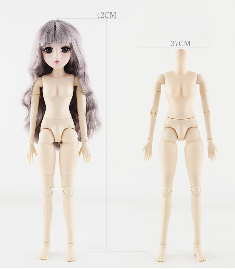 42 см BJD кукла с 24 Подвижные швы женские голые обнаженные куклы тела с 3D глазами кудрявые прямые волосы пластиковая принцесса DIY кукла подарки игрушка для девочек