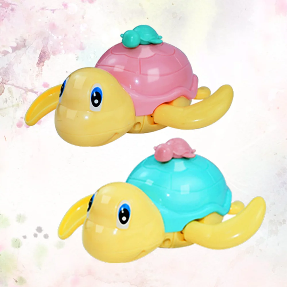 

2pcs Baby Animal Bathing Clockwork Little Turtle Baby Funny Bathing Water Playing Bath Time Toys (Random Color)